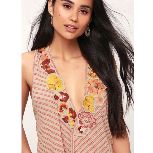 FREE PEOPLE Frida Floral Striped Drape Tank Top - Picture 4 of 16